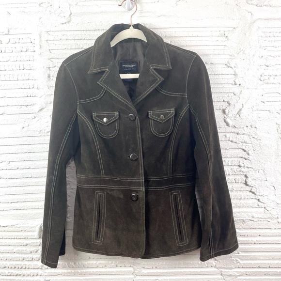 American Eagle Brown Suede Blazer Jacket Y2K Retro Size Small - Picture 1 of 15